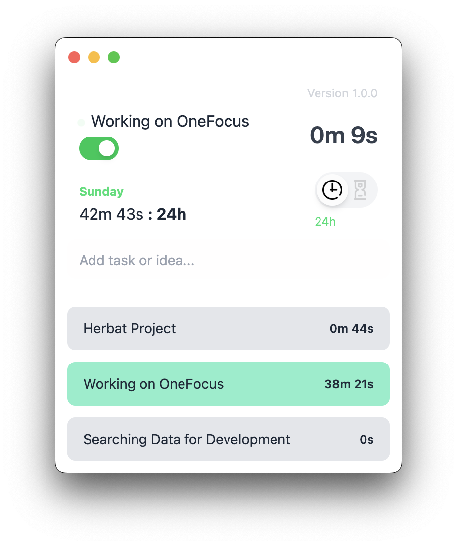 OneFocus macOS app screenshot